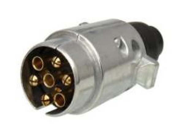 Fiche métal mâle 7 plots 12 V et socle femelle