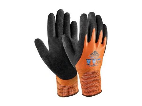 Gants anti-froid Active Ice polaire acrylique latex orange + sablé noir 2141X