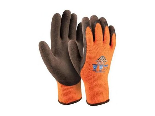 Gants anti-froid bouclette acrylique latex sablé café 2242X